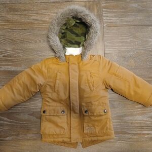 Carter's Brown Puffer Jacket with Faux Fur Hood